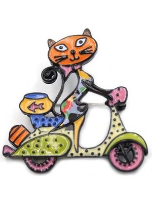 Beta Moda Hub Kedi Broş - Çok Renkli