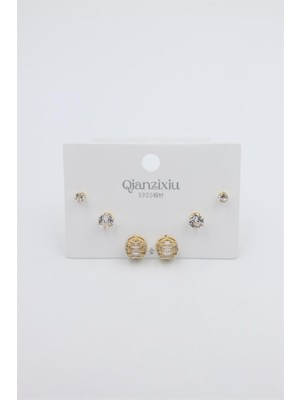 Beta Moda Hub Çoklu Set Küpe - Altın