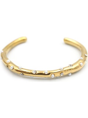 Beta Moda Hub Taşlı Incili Bilezik - Altın