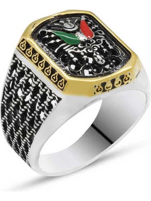 Gumush Gümüş Osmanlı Devlet Armalı Erkek Yüzük