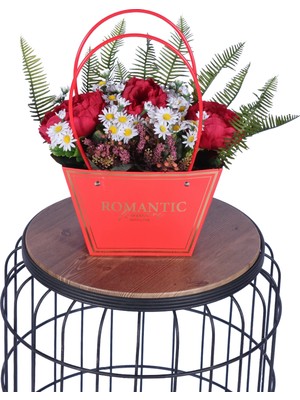 Yapay Çiçek Sitesi Yapay Çiçekli Romantic Çantalı Aranjman Model 22