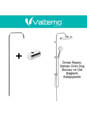 Romena | Valtemo Krom Paslanmaz Tepe Duş Seti Profil Borusu + Üst Bağlantı
