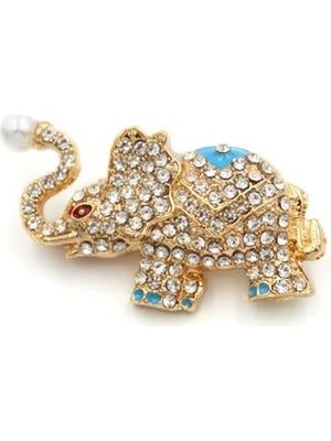 Beta Moda Hub Taşlı Fil Broş - Altın