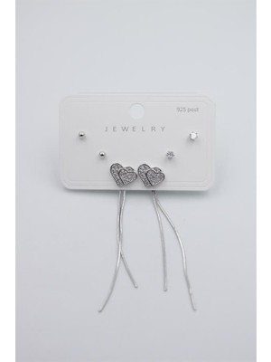 Beta Moda Hub Çoklu Set Küpe - Gümüş