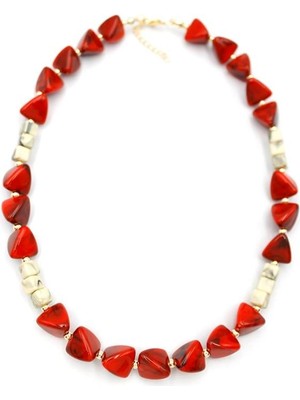 Beta Moda Hub Akrilik Kolye - Kırmızı