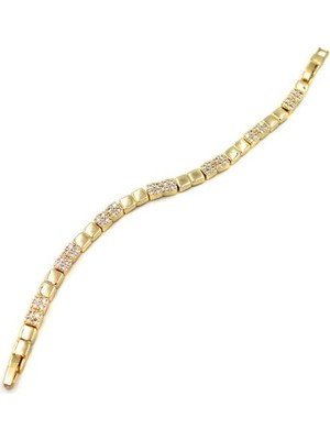 Beta Moda Hub Taşlı Kare Vip Bileklik - Altın