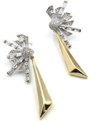 Beta Moda Hub Taşlı Sallantılı Küpe - Altın