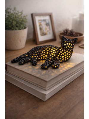 PremiumPort Leopar Desenli LED Işıklı Dekoratif Lamba, Ortam ve Gece Aydınlatması