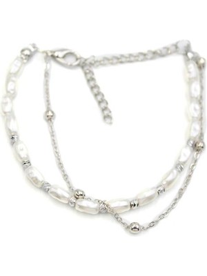 Beta Moda Hub Zincirli Inci Bileklik - Gümüş