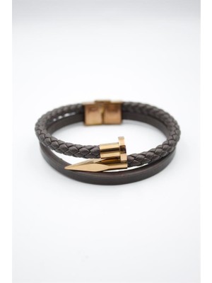 Beta Moda Hub Deri Çivi Bileklik - Rose