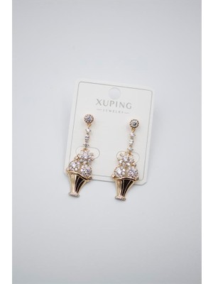 Beta Moda Hub Çiçek Buketi Küpe - Altın