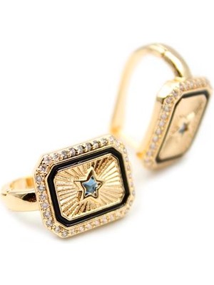 Beta Moda Hub Yıldız Taşlı Küpe - Mavi