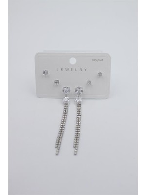 Beta Moda Hub Çoklu Set Küpe - Gümüş