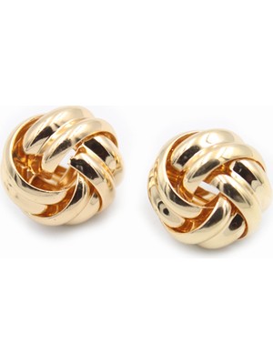 Beta Moda Hub Metal Örgü Küpe - Altın