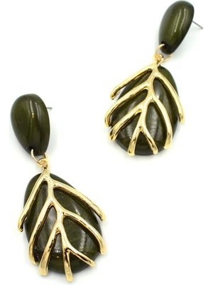 Beta Moda Hub Yaprak Küpe - Yeşil