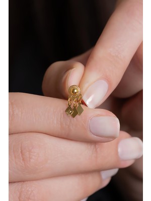 Bayar Gold 14 Ayar Altın Dörtgen Pullu Geçmeli Hızma