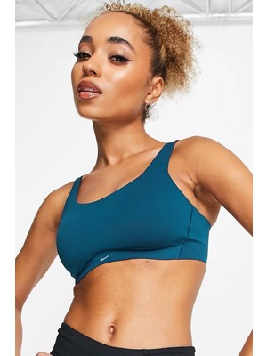 Nike Training Dri Fit Alate Minimalist Light Support Padded Bra Kadın Lazer Kesim Bra Mavi