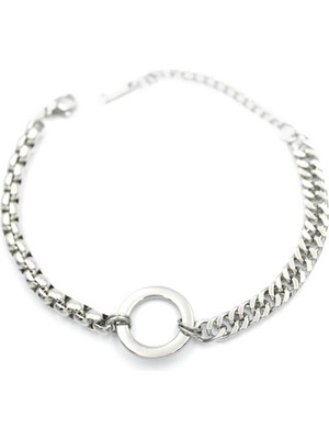 Beta Moda Hub Halka Zincirli Bileklik - Gümüş