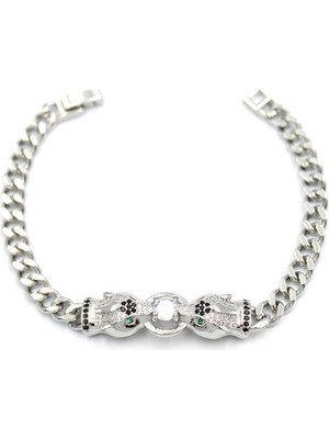 Beta Moda Hub Zirkon Taşlı Leopar Bileklik - Gümüş