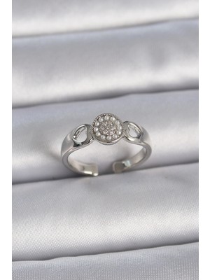 Clariss Üreticiniz Pirinç Gümüş Renk Zirkon Taşlı Incili Kalp Işleme Detay Ayarlanabilir Model Kad