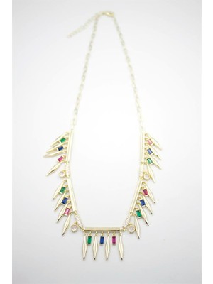 Beta Moda Hub Taş Sallantılı Marka Kolye - Altın