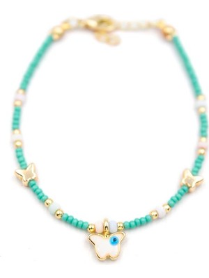 Beta Moda Hub Kelebek Boncuk Bileklik - Açık Yeşil