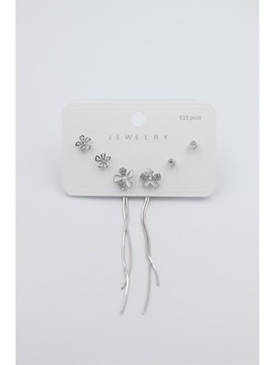 Beta Moda Hub Çoklu Set Küpe - Gümüş