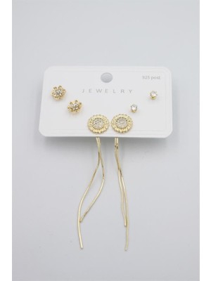 Beta Moda Hub Çoklu Set Küpe - Altın