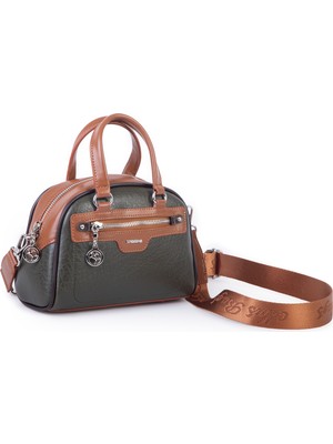Nas Bag Kadın Mini El ve Çapraz Çanta Haki Taba Kahve Victoria
