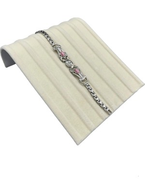 Megass Dekor Süet Kumaş Krem Renk 23/16 cm Bileklik Künye Standi