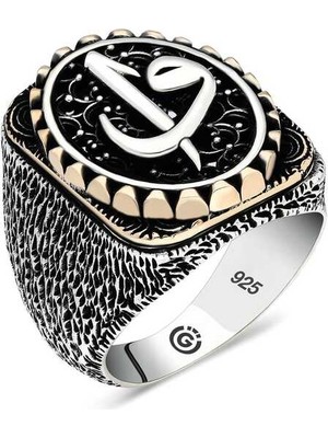 Gumush Gümüş Elif Vav Oval Erkek Yüzük