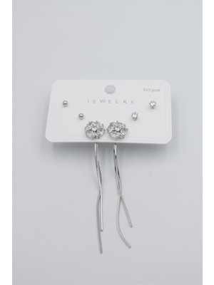 Beta Moda Hub Çoklu Set Küpe - Gümüş