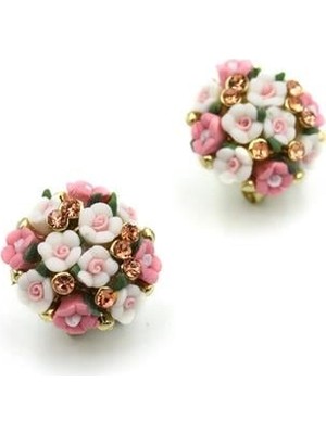 Beta Moda Hub Çiçek Buketi Küpe - Pembe