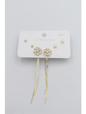 Beta Moda Hub Çoklu Set Küpe - Altın