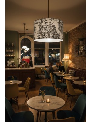 Apcasa Decor Toile De Jouy Vintage Siyah Sarkıt Avize