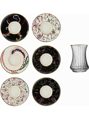 Sandro Moreno 1453 Desen Yağmuru Optik 12 Parça Altı Kişilik Çay Seti 110 ml