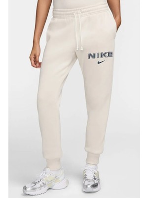 Nike Sportswear Phoenix Fleece Mid Rise Standart Fit Kadın Eşofman Altı Krem