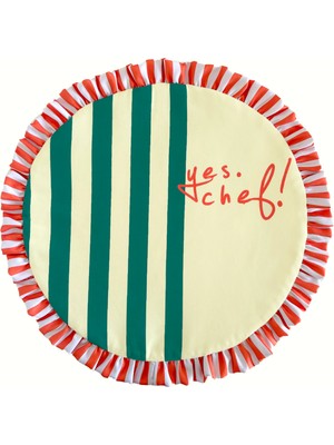 Ritmo Home Fırfırlı, Sloganlı, Yuvarlak, Çizgili, Desenli, Renkli, Yes Chef Amerikan Servis 40CM Çap (1 Adet)