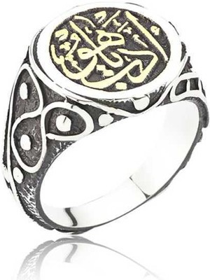 Gumush Gümüş Edeb Ya Hu Yazılı Erkek Yüzük
