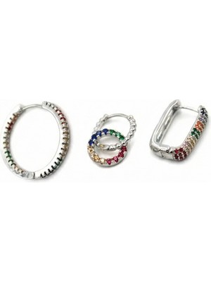 Beta Moda Hub 3'lü Halka Küpe - Gümüş