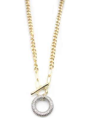 Beta Moda Hub Taşlı Zincir Kolye - Altın