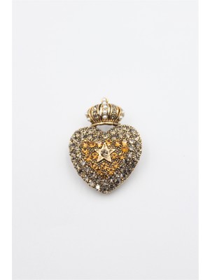 Beta Moda Hub Rozet Broş - Kahverengi