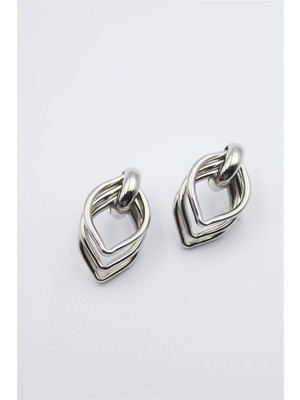 Beta Moda Hub Metal Halka Küpe - Gümüş