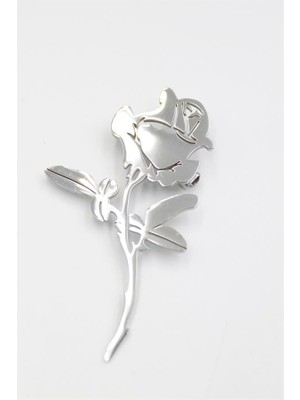 Beta Moda Hub Çelik Gül Broş - Gümüş