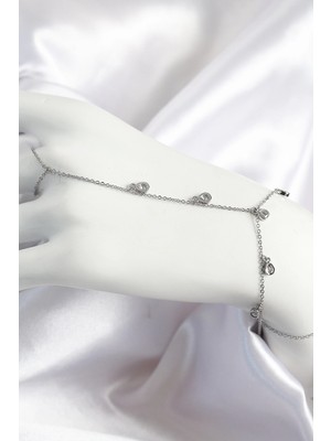 Clariss Üreticiniz Pirinç Zirkon Taşlı Sallantılı Damla Model Gümüş Renk Kadın Şahmeran 481348