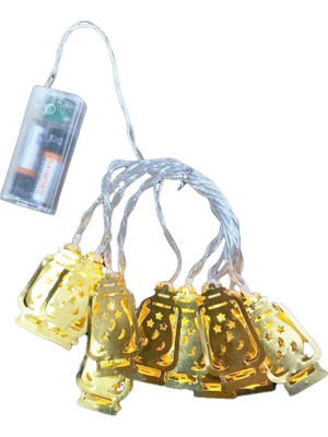 Timion Gaz Lamba MODEL=10PCS   Gold Metal   Pilli  Dekoratif LED Işık - Lamba  2mt Kablo (5148)