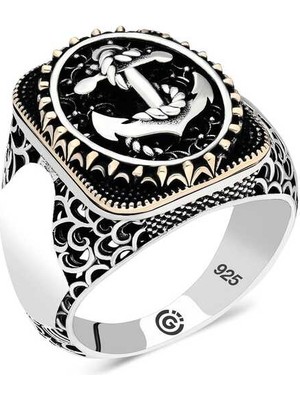 Gumush Gümüş Deniz Çapası Oval Erkek Yüzük