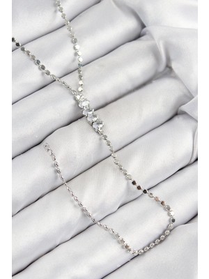 Clariss Üreticiniz Pirinç Zirkon Taşlı Ezme Zincirli Model Gümüş Renk Y Kolye 481348