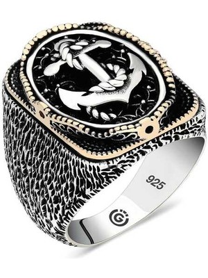 Gumush Gümüş Deniz Çapası Oval Erkek Yüzük