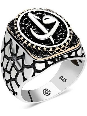 Gumush Gümüş Elif Vav Oval Erkek Yüzük